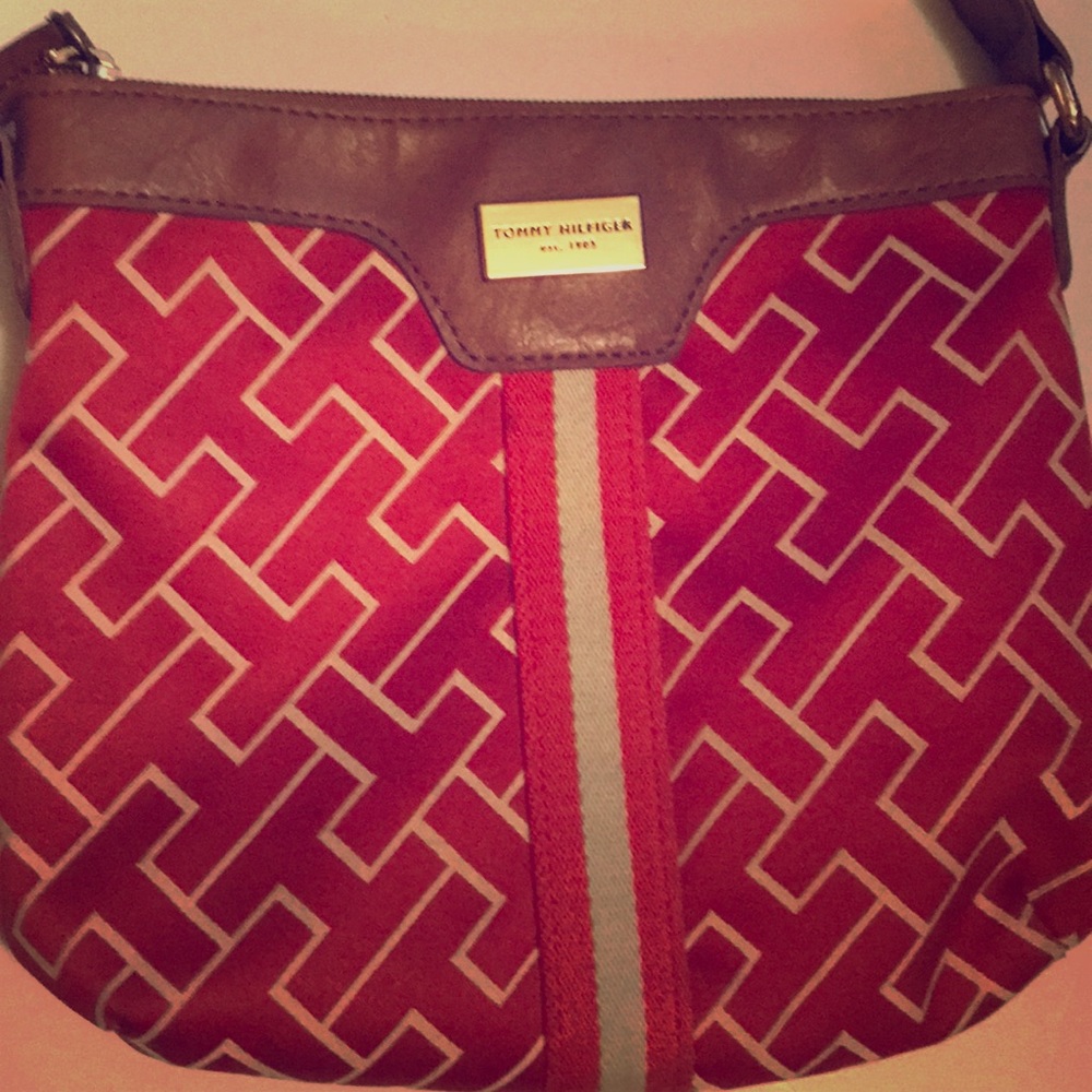 Tommy Hilfiger Purse Geometric, Red/cream zipper